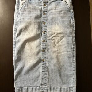 Denim Button-Front Skirt
